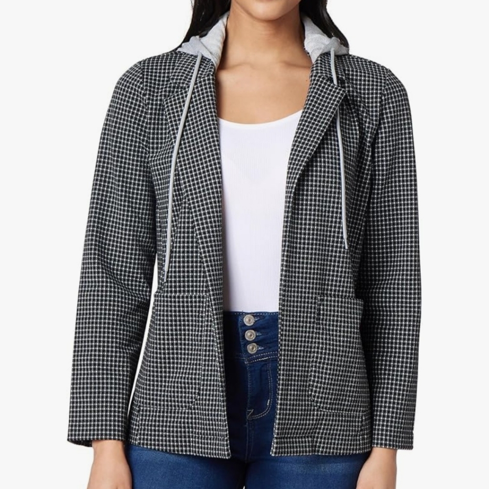 WallFlower Womens Twofer Hooded Blazer